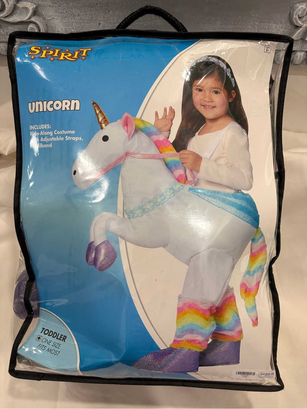NEW Spirit Halloween Unicorn Ride-Along Toddler Costume One Size Fits Most